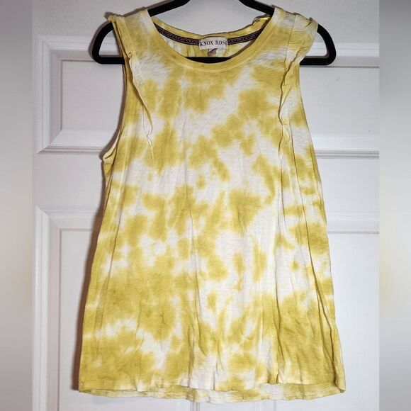 Knox Rose Tops - Knox Rose Yellow Tie-Dye Women's Sleeveless Top M